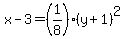 x-3=%281%2F8%29%28y%2B1%29%5E2