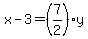 x-3+=+%287%2F2%29y+