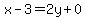 x-3+=+2y%2B0