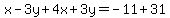 x-3y%2B4x%2B3y=-11%2B31