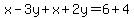 x-3y%2Bx%2B2y=6%2B4
