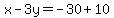 x-3y=-30%2B10
