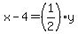 x-4=%281%2F2%29y