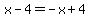 x-4=-x%2B4
