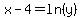 x-4=ln%28y%29