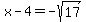 x-4+=+-sqrt%2817%29