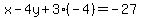 x-4y%2B3%28-4%29=-27