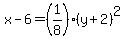 x-6=%281%2F8%29%28y%2B2%29%5E2