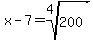 x-7=root%284%2C200%29