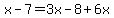 x-7+=+3x-8%2B6x