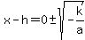 x-h=0%2B-+sqrt%28-k%2Fa%29