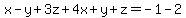 x-y%2B3z%2B4x%2By%2Bz=-1-2