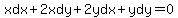 xdx%2B2xdy%2B2ydx%2Bydy=0