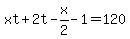 xt%2B2t-x%2F2-1=120