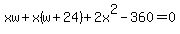 xw%2Bx%28w%2B24%29%2B2x%5E2-360=0