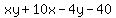xy%2B10x-4y-40