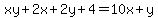 xy%2B2x%2B2y%2B4=10x%2By