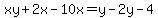 xy%2B2x-10x=y-2y-4