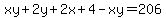 xy%2B2y%2B2x%2B4-xy=206