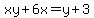 xy%2B6x+=+y%2B3