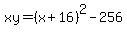 xy=%28x%2B16%29%5E2-256