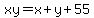 xy=x%2By%2B55