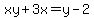 xy+%2B+3x+=+y-2