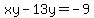 xy-13y=-9
