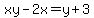 xy-2x=y%2B3