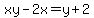 xy-2x+=+y%2B2