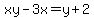 xy-3x=y%2B2