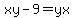 xy-9=yx