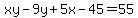 xy-9y%2B5x-45=55