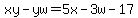 xy-yw=5x-3w-17