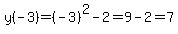 y%28-3%29=%28-3%29%5E2-2=9-2=7