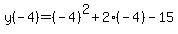 y%28-4%29=%28-4%29%5E2%2B2%28-4%29-15