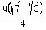 y%28sqrt%287%29-sqrt%283%29%29%2F4