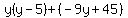 y%28y-5%29%2B%28-9y%2B45%29