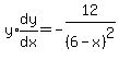 y%2Aexpr%28dy%2Fdx%29=-12%2F%286-x%29%5E2
