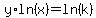 y%2Aln%28x%29+=+ln%28k%29