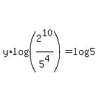 y%2Alog%28%282%5E10%2F5%5E4%29%29=log%285%29
