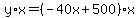 y%2Ax=%28-40x%2B500%29%2Ax