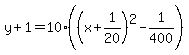 y%2B1=10%28%28x%2B1%2F20%29%5E2-1%2F400%29