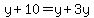 y%2B10=y%2B3y