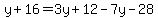 y%2B16=3y%2B12-7y-28