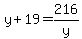 y%2B19=216%2Fy