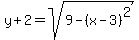 y%2B2+=+sqrt%289-%28x-3%29%5E2%29