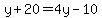 y%2B20=4y-10