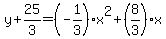 y%2B25%2F3=%28-1%2F3%29+x%5E2%2B%288%2F3%29+x