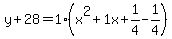 y%2B28=1%28x%5E2%2B1x%2B1%2F4-1%2F4%29